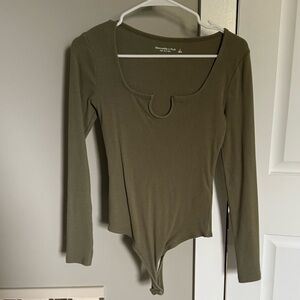 Abercrombie & Fitch Khaki Long Sleeve Bodysuit